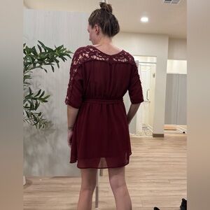 Elegant Umgee Boutique Red Burgundy Lace Dress Medium